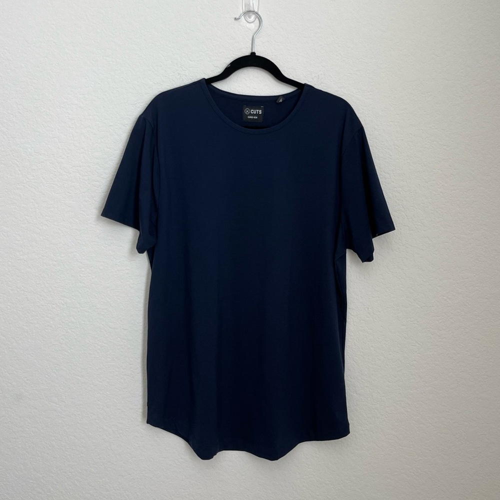 Cuts navy blue curve hem tee t-shirt XXL